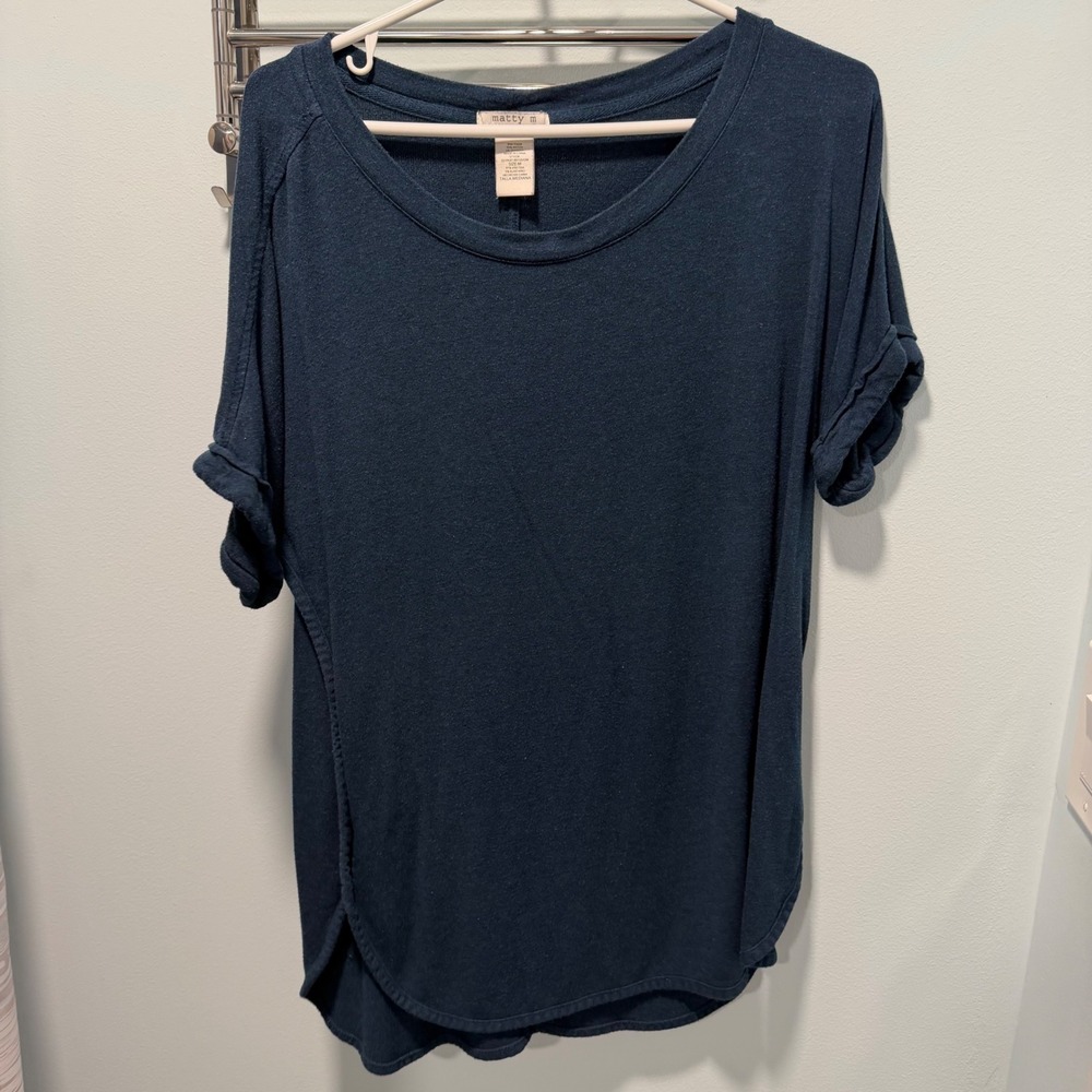 Matty M Tunic Top Navy Blue Medium Relaxed Minimalist Casual Wear